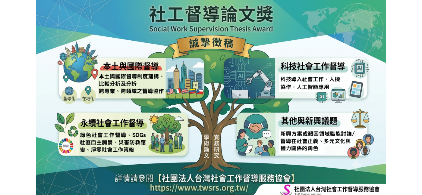 2027 年社工督導論文獎：徵稿啟事
